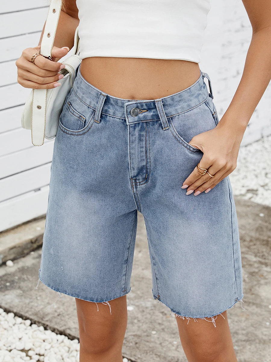 Distressed Frayed Hem Shorts